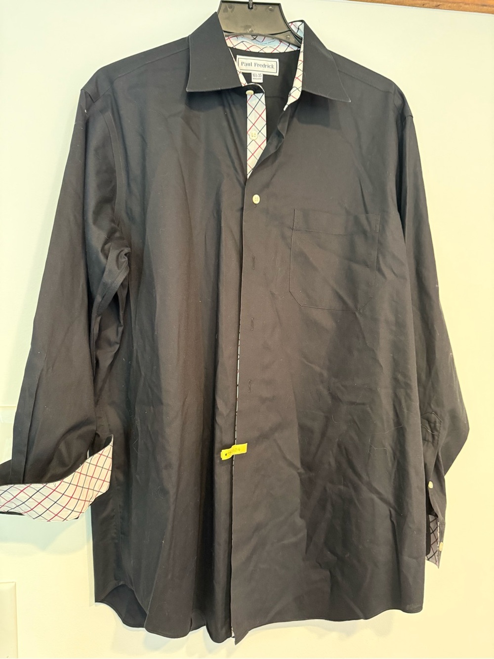 Paul Fredrick Black Dress Shirt with Patterned Trim